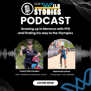 Our Wild Stories Podcast Cover Art - Featuring: Silver Paralympics medalist Mohamed Lahna and Dab Carabet CAF Paratriathlete Coach