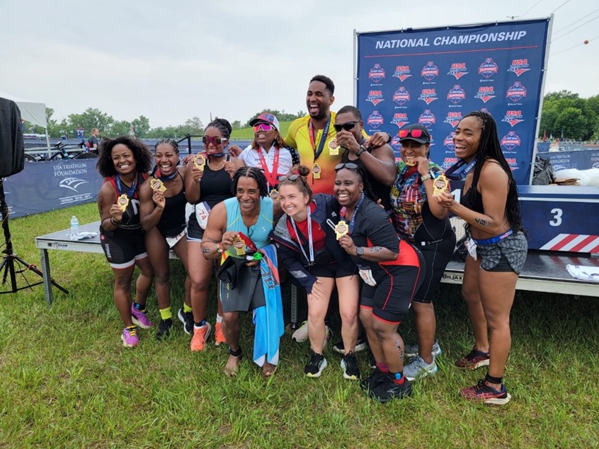 Participants from the USA Triathlon Inclusion Experience pilot program at the USA Triathlon Multisport Championships in Omaha