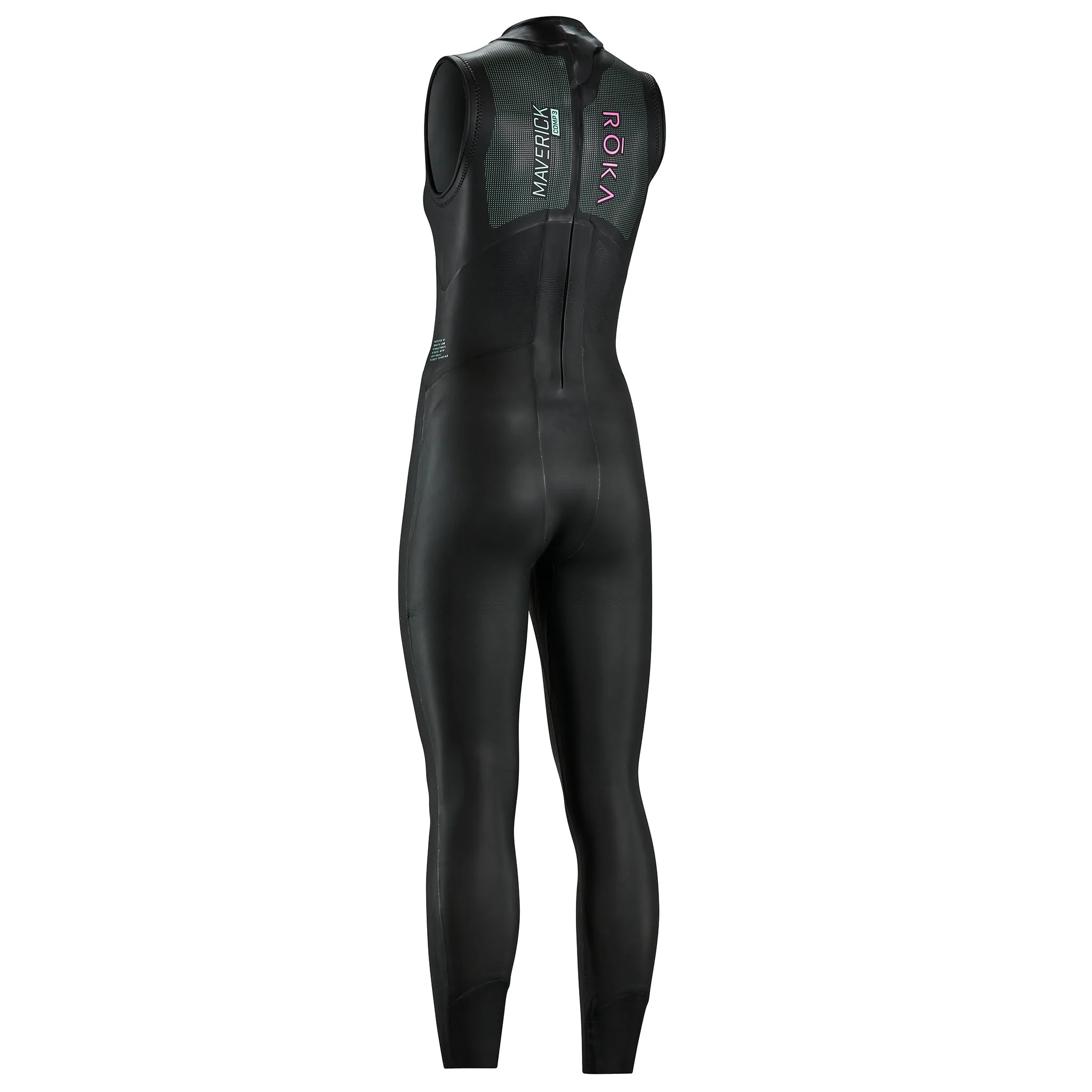 View from the rear, slightly from the left of the Women's Maverick Comp.3 Sleeveless Wetsuit