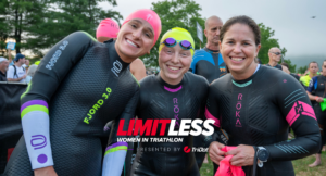 Women triathletes participating in TriDot LIMITLESS program at Wildflower triathlon